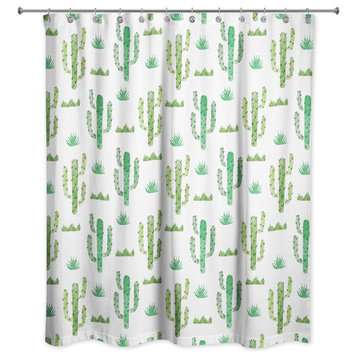 Watercolor Cacti 71x74 Shower Curtain