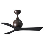 Matthews Fan - Irene-3 42" Ceiling Fan, Textured Bronze/Matte Black - Cutting a figure like no other, the Irene-3 is rustic, yet strikingly modern with three neatly joined, solid wooden blades. A spherical motor housing complements its minimal profile. Irene-3 is streamline while still appearing warm and natural.