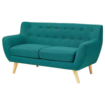 Modern Contemporary Urban Living Loveseat Sofa, Aqua Blue