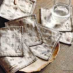 Roost Feather Cocktail Napkins & Tiny Forest Coasters S/6 - SKU: TX333 - Napkins