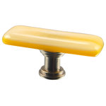 Glass Storm Studios - Tropical Sun Handmade Glass, Oblong Knob - Swirling clouds against a sunny yellow background. All our products are handmade to order. Variations in color and pattern are part of their charm. Important: Do not use an electric drill or electric screwdriver.