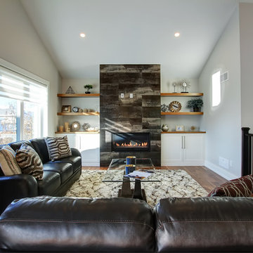 Feature Wall with Linear Fireplace | Thorold, Ontario