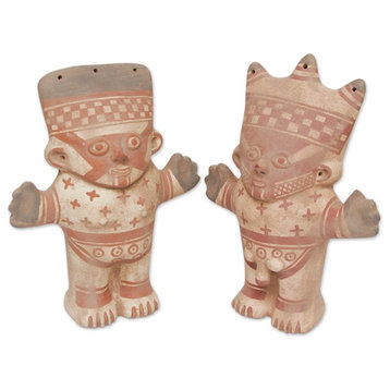Cuchimilco Couple Ceramic Figurines, 2-Piece Set
