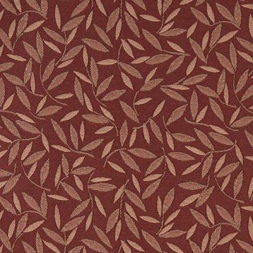 Burgundy Wine Red Floral Leaf Contract Grade Upholstery Fabric By The Yard