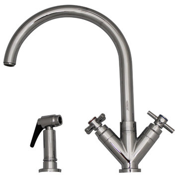 Luxe+ Dual Handle Faucet With Gooseneck Swivel Spout, Polished Chrome
