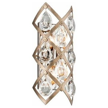 Tiara Wall Sconce, Vienna Bronze Finish, Clear Crystal Drops