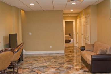 Inspiration for a contemporary basement remodel in New York