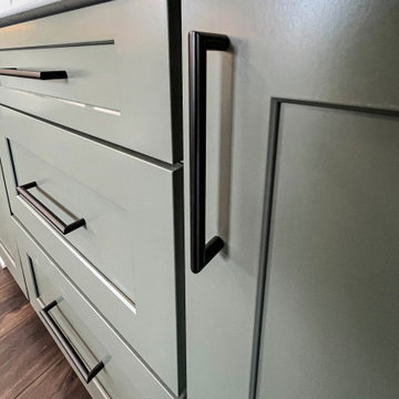 White and Green Kitchen and Coffee Bar