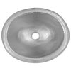 18" Wide Rim Oval Self Rimming Hammered Copper Bathroom Sink, Nickel