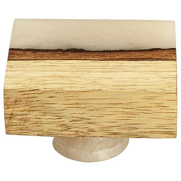 Frosted Straight Timber  1-7/11", 42X32mm, White Resin Straight Knob