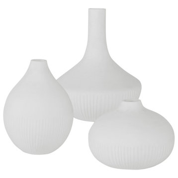 Uttermost Apothecary Satin White Vases, Set/3