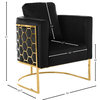 Casa Velvet Upholstered Chair, Black, Gold Finish