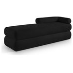 Meridian Furniture - Kennedy Upholstered Bench, Black, Chenille Fabric - Cozy never looked so good as when you're curled up on this Kennedy black chenille fabric bench. The posh chenille fabric is ultra soft and welcoming, inviting you to lounge around and take it easy for a moment. A unique shape makes this bench an eye-grabbing addition to your living room or bedroom, with its channel base giving it added textural appeal. Contemporary by design, this bench bridges the gap between modern and traditional, so it's an easy fit wherever you choose to use it.