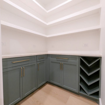 Custom Pantry with Built-In Wine Storage and Hidden Liquor Cabinet