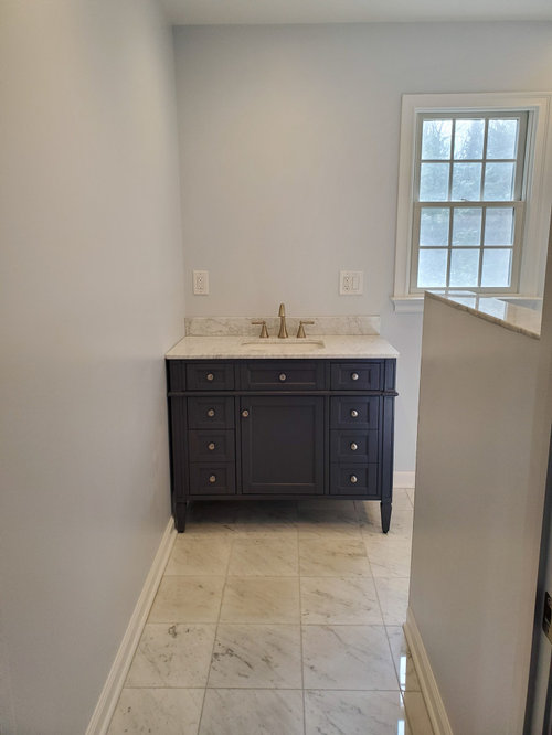 bathroom shelf with outlets