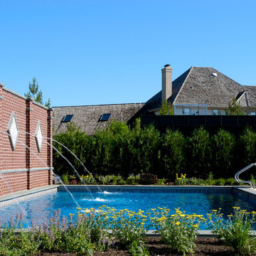 Long Grove, IL Swimming Pool with Raised Wall Water Feature