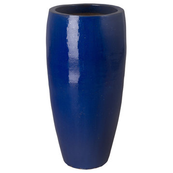 38.5 in. Round Tall Blue Ceramic Jar