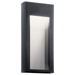 Kichler Lighting - Kichler Lighting 49362BKTLED Ryo - 16.25" 9W 1 LED Medium Outdoor Wall Lantern - The 1-light LED wall light from the Ryo Climates(TM) outdoor collection brings a sleek, contemporary design together with the natural elements of the outdoors. Its Ribbed Glass and Textured Black finish, and LED light source works perfectly with contempor  Color Temperature:   Lumens: 52  CRI:   Rated Life: 40000 Hours  Shade Included: Yes  Dimable: YesRyo 16.25" 9W 1 LED Medium Outdoor Wall Lantern Textured Black Clear/Texture Glass *UL: Suitable for wet locations*Energy Star Qualified: n/a  *ADA Certified: n/a  *Number of Lights: Lamp: 1-*Wattage:9w LED bulb(s) *Bulb Included:Yes *Bulb Type:LED *Finish Type:Textured Black