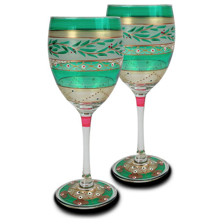 Christmas Garland Wine Glasses, Set of 2