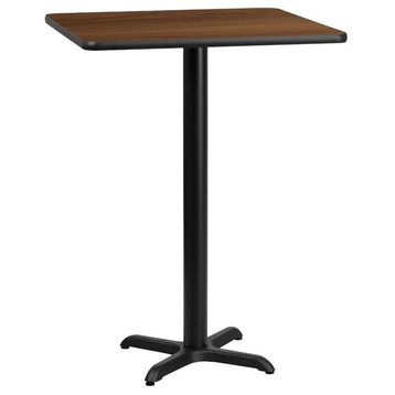 Bowery Hill 24" Square Restaurant Bar Table in Black and Walnut