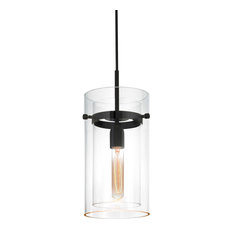 Bleecker Street With Pendant With Satin Black Finish and Clear Shade