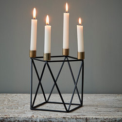 Black and Gold Candleholder by Hubsch - Candle Holders & Candelabra