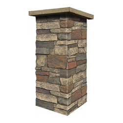 C143-BRECKENRIDGE DEEP WIDE STACKED STONE COLUMN WRAP (CAPS SOLD SEPARATELY) - Wall Panels