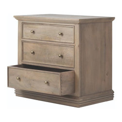Aldridge 3-Drawer antique grey Nightstand - Nightstands And Bedside Tables