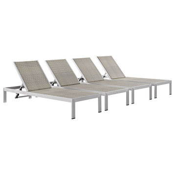 Silver Gray Shore Chaise Outdoor Patio Aluminum Set of 4
