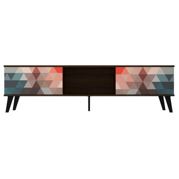 Doyers 71" TV Stand, Multi Color Red and Blue
