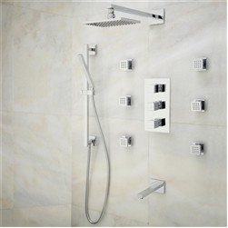 Onassis Thermostatic Tub & Shower System - 6 Body Jets - Showerheads And Body Sprays