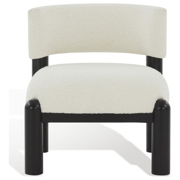 Safavieh Couture Rosabryna Faux Shearling Accent Chair, Ivory/Black
