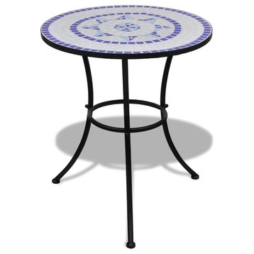 vidaXL Bistro Table Mosaic Ceramic Blue White Outdoor Garden Patio Cafe Coffee