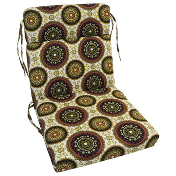 20"X42" Patterned Outdoor Squared Seat/ Back Chair Cushion, Earthly Delight