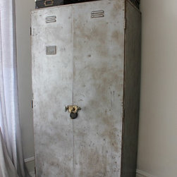 Charlie Vintage Reclaimed Industrial Chic Stripped & Distressed Steel Cupboard - Coat Stands & Umbrella Stands
