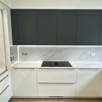 White and Dark Green Modern Kitchen in Eltham