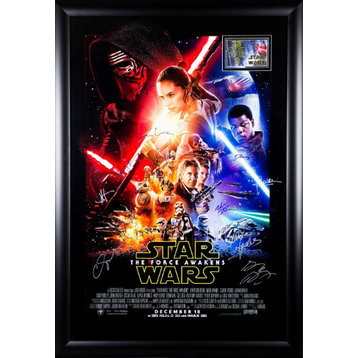 Star Wars: The Force Awakens Cast Signed Movie Poster, Custom Frame