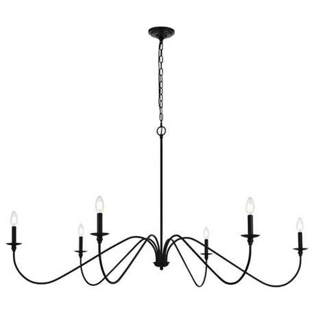 Living District Rohan 6 Light 60" Chandelier, Matte Black - LD5056D60MB