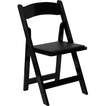 Hercules Series Black Wood Folding Chair With Vinyl Padded Seat