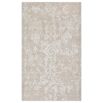 Justin Contemporary Transitional Hand-Knotted Area Rug, Sand, 9x12'