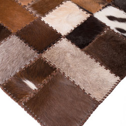 Luxury Handmade Cowhide Patchwork Hallway & Stair Runner, Brown White, 7'7"x2'6" - Hall And Stair Runners