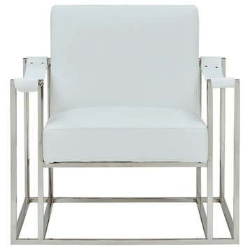 Mellie Modern White Leatherette Accent Chair