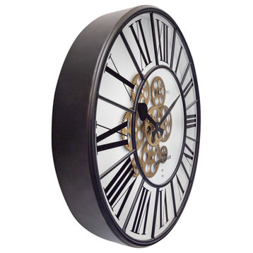 William 20" Moving Gear Wall Clock, White