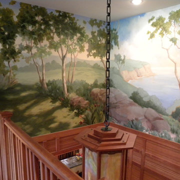 Stairwell mural for Craftsman style home