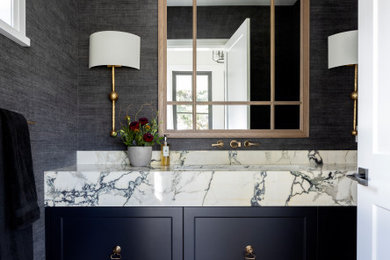 Example of a farmhouse powder room design in Vancouver