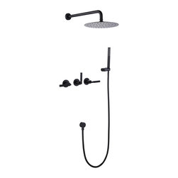 RBROHANT - Brush Gold Complete Shower System With Rough-In Valve, Matte Black - Showerheads And Body Sprays