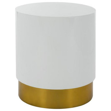Paul Round Side Table White/Gold