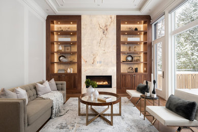 Inspiration for a transitional family room remodel in Other