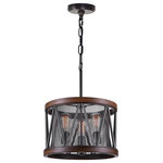 CWI Lighting - Parsh 3 Light Drum Shade Chandelier With Pewter Finish - This Parsh 3 Light Chandelier is the perfect lighting option to pair with your barn door and exposed wood beams. Exuding a down-to-earth feel, this drum shade chandelier in pewter casts light that is cozy and warm. The metal mesh drum shade measures 16 inches in diameter and is perfectly finished by a brown wood grain frame. Feel confident with your purchase and rest assured. This fixture comes with a one year warranty against manufacturers defects to give you peace of mind that your product will be in perfect condition.