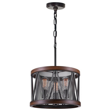 Parsh 3 Light Drum Shade Chandelier With Pewter Finish